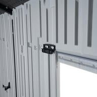 Lifetime 8x20 Plastic Shed Door Hinge Closeup