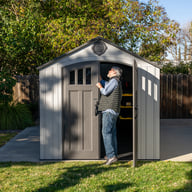 Lifetime 8x20 Plastic Shed Front Garden Angle