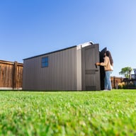 Lifetime 7x14 Plastic Shed Garden Rear Angle