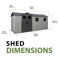 Lifetime 16.5x7 Side Entry Plastic Shed Dimensions Diagram