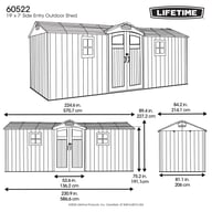 Lifetime 18.5x7 Side Entry Plastic Shed Dimensions Diagram