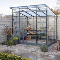 8x6 Grey Vitavia Freya Freestanding Lean To Greenhouse