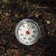 Vitavia Soil Thermometer inserted in greenhouse soil