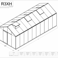 Official ACD R3XH dimension drawing - representative frame, model lengths and vent table