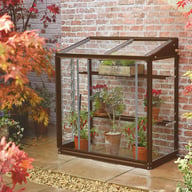 2x3 Access-Harlow Aluminium Mini Lean to Greenhouse in Chestnut