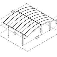 Palram Canopia Arizona 5000 Wave Double Arch Carport Dimensions