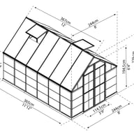 Palram Canopia Balance Green 8x12 Greenhouse Polycarbonate Glazing Dimensions
