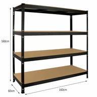 Bulldog 4 Tier 160cm x 60cm Shelving Black Dimensions