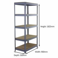 Bulldog 5 Tier 90cm x 50cm Racking in Grey Dimensions