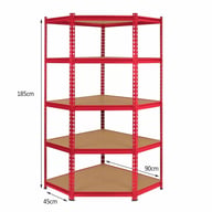 Bulldog 5 Tier Corner Racking Red Dimensions