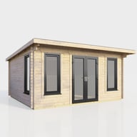 Power 16x12ft Pent Log Cabin Doors Central