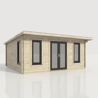 Power 20x18 Pent Log Cabin Double Doors