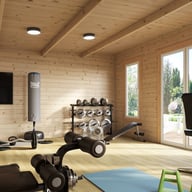 Power Log Cabin Home Gym Area