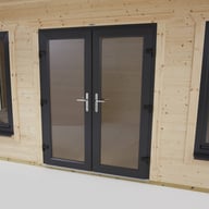 Power Log Cabin UPVC Anthracite Grey Double Doors