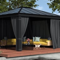 Palram Canopia Dallas 4300 Rectangular Garden Gazebo Optional Curtains