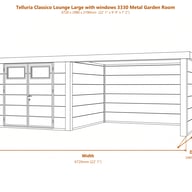 Telluria Classico Lounge Large with windows 3330 Metal Garden Room dimensions diagram