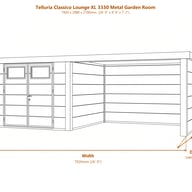 Telluria Classico Lounge XL 3330 Metal Garden Room dimensions diagram