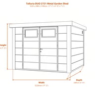Telluria DUO 2721 Metal Garden Shed dimensions diagram