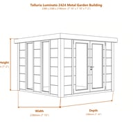 Telluria Luminato 2424 Metal Garden Building dimensions diagram