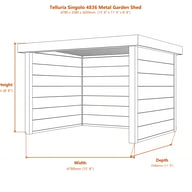 Telluria Singolo 4836 Metal Garden Shed dimensions diagram
