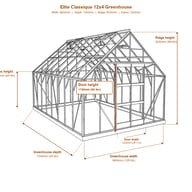 Elite Classique 12x4 greenhouse dimensions diagram