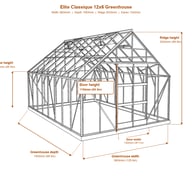 Elite Classique 12x6 greenhouse dimensions diagram