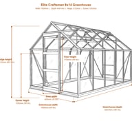 Elite Craftsman 6x14 greenhouse dimensions diagram