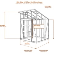 Elite Edge 4x10 pent roof greenhouse dimensions diagram