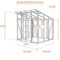 Elite Edge 4x18 pent roof greenhouse dimensions diagram