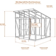 Elite Edge 4x20 pent roof greenhouse dimensions diagram