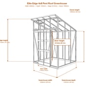 Elite Edge 4x8 pent roof greenhouse dimensions diagram