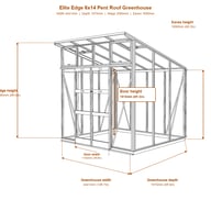 Elite Edge 6x14 pent roof greenhouse dimensions diagram