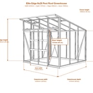 Elite Edge 6x20 pent roof greenhouse dimensions diagram