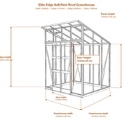 Elite Edge 6x8 pent roof greenhouse dimensions diagram