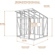 Elite Edge 8x10 pent roof greenhouse dimensions diagram