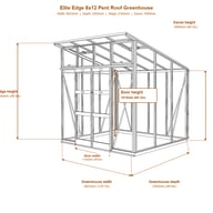 Elite Edge 8x12 pent roof greenhouse dimensions diagram