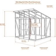 Elite Edge 8x14 pent roof greenhouse dimensions diagram