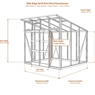 Elite Edge 8x16 pent roof greenhouse dimensions diagram