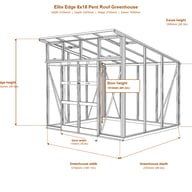 Elite Edge 8x18 pent roof greenhouse dimensions diagram