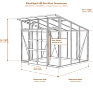 Elite Edge 8x20 pent roof greenhouse dimensions diagram
