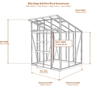 Elite Edge 8x8 pent roof greenhouse dimensions diagram