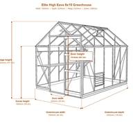 Elite High Eave 6x10 greenhouse dimensions diagram