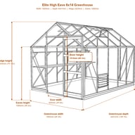 Elite High Eave 6x14 greenhouse dimensions diagram