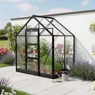 Elite High Eave 6x4 Lean To Greenhouse Black