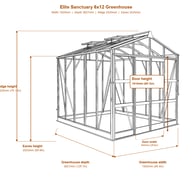 Elite Sanctuary 6x12 greenhouse dimensions diagram