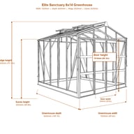 Elite Sanctuary 6x14 greenhouse dimensions diagram