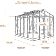 Elite Sanctuary 6x16 greenhouse dimensions diagram