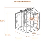 Elite Sanctuary 6x8 greenhouse dimensions diagram