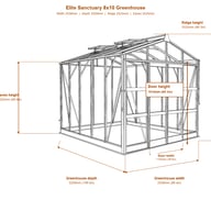 Elite Sanctuary 8x10 greenhouse dimensions diagram