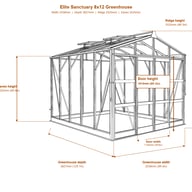 Elite Sanctuary 8x12 greenhouse dimensions diagram
